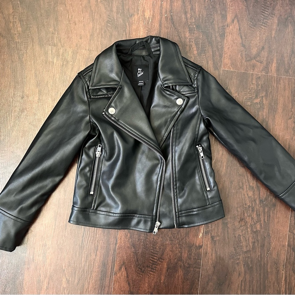 Black Faux Leather Biker Jacket